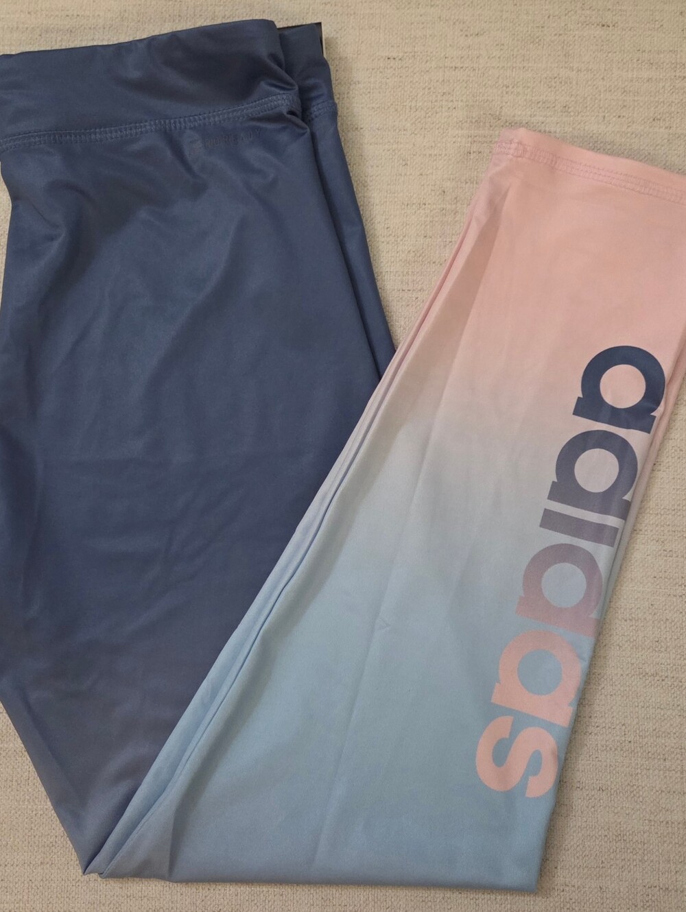Adidas Pink to Blue Ombre Girls' Leggings with Logo. Size XL/16.